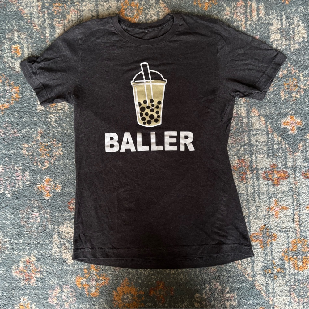 Women’s Black 'Baller' Bubble Tea Graphic Tee